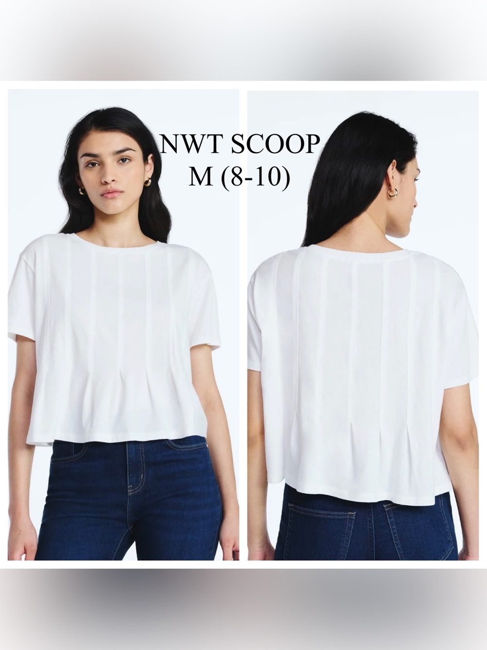 NWT Scoop Pleated Cropped Tee - White